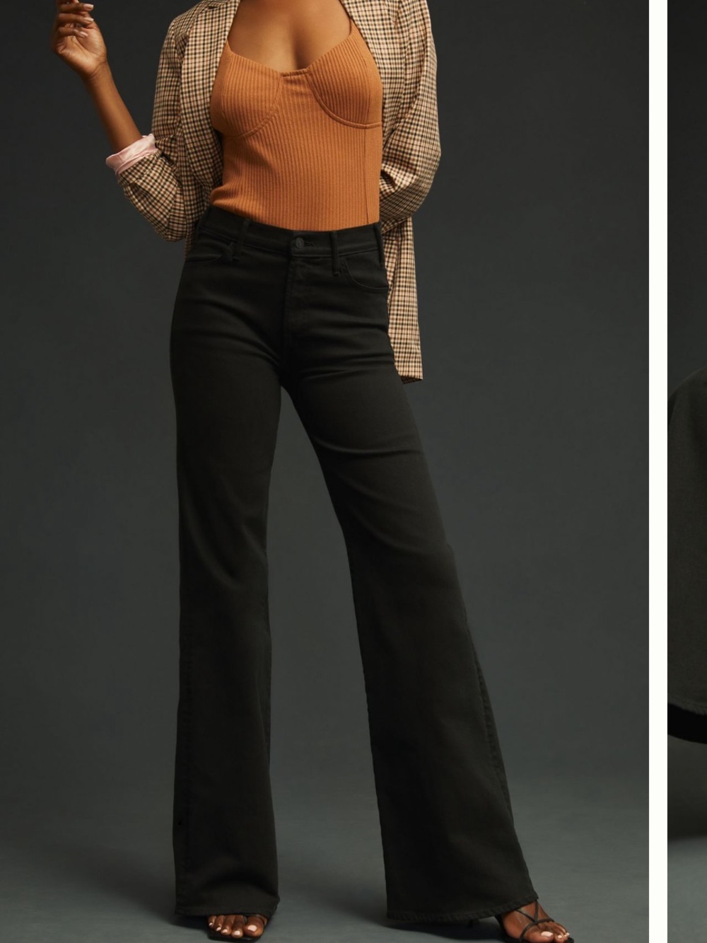 MOTHER Black Wide Leg Flare Jeans The Hustler Roller Heel Size 26